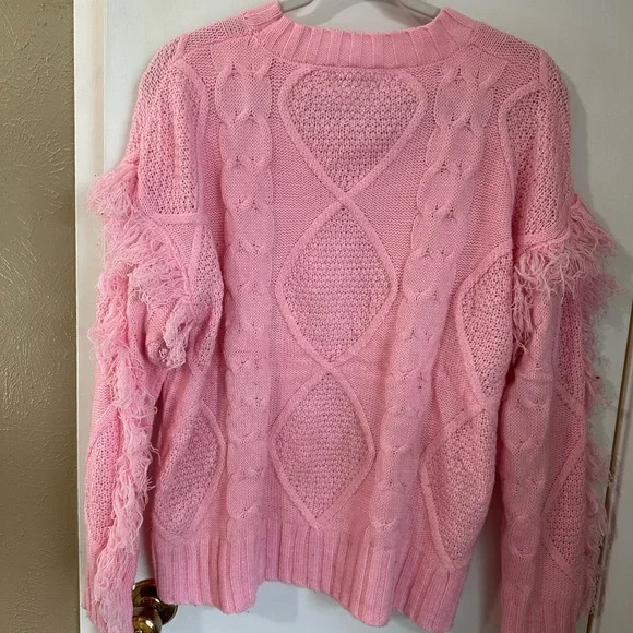 3/$25. Pink fringe sweater - Picture 3 of 4
